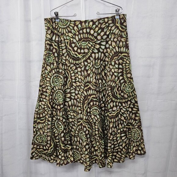 Ruby Rd. Green Brown Boho Peasant Skirt Midi Festival Hippie 12 - Picture 4 of 8